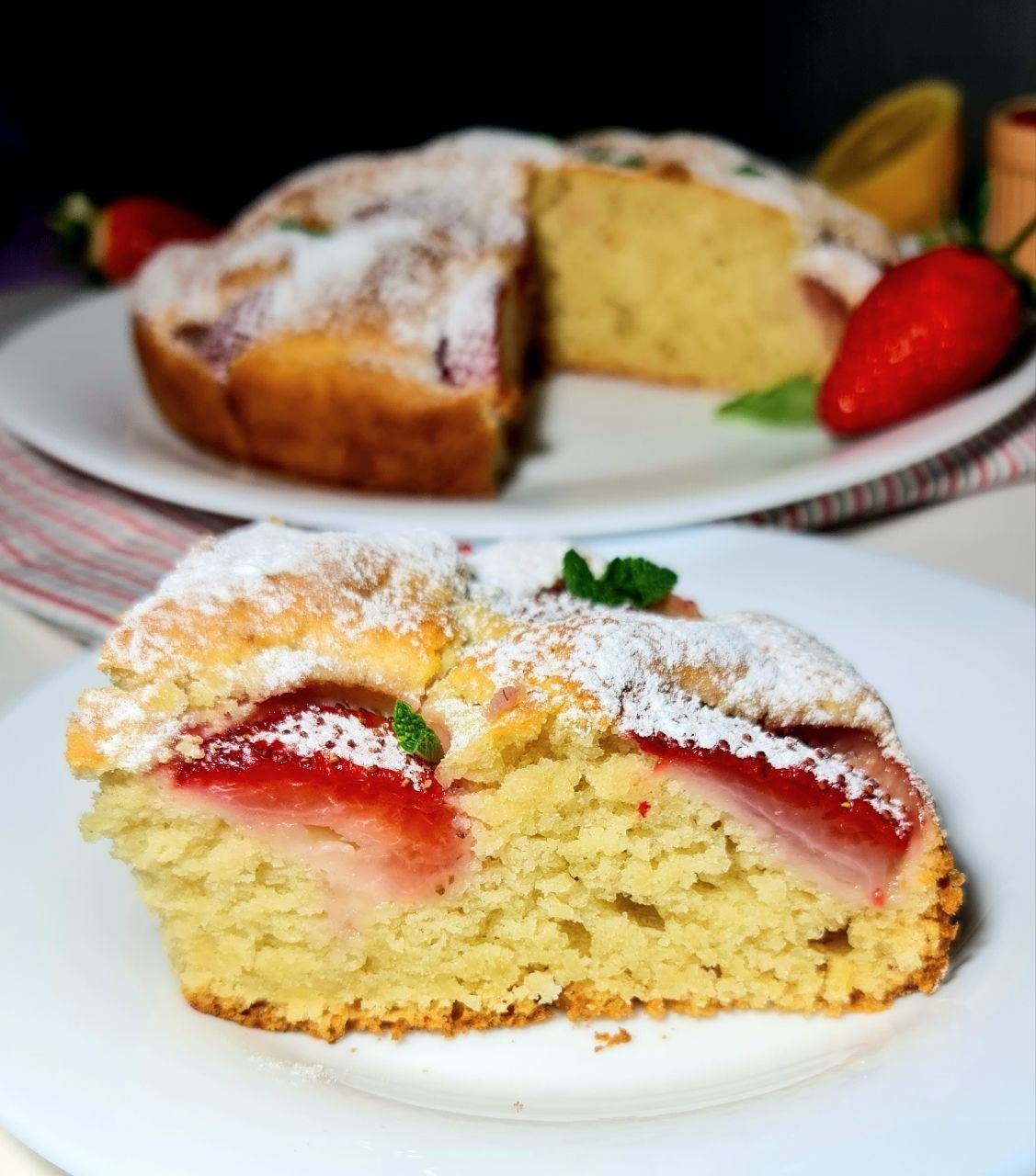 Vegan Cake with Fresh Strawberries & Yogurt