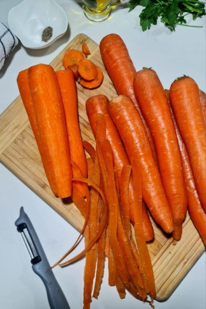 peeled carrots for oven roasted carrots