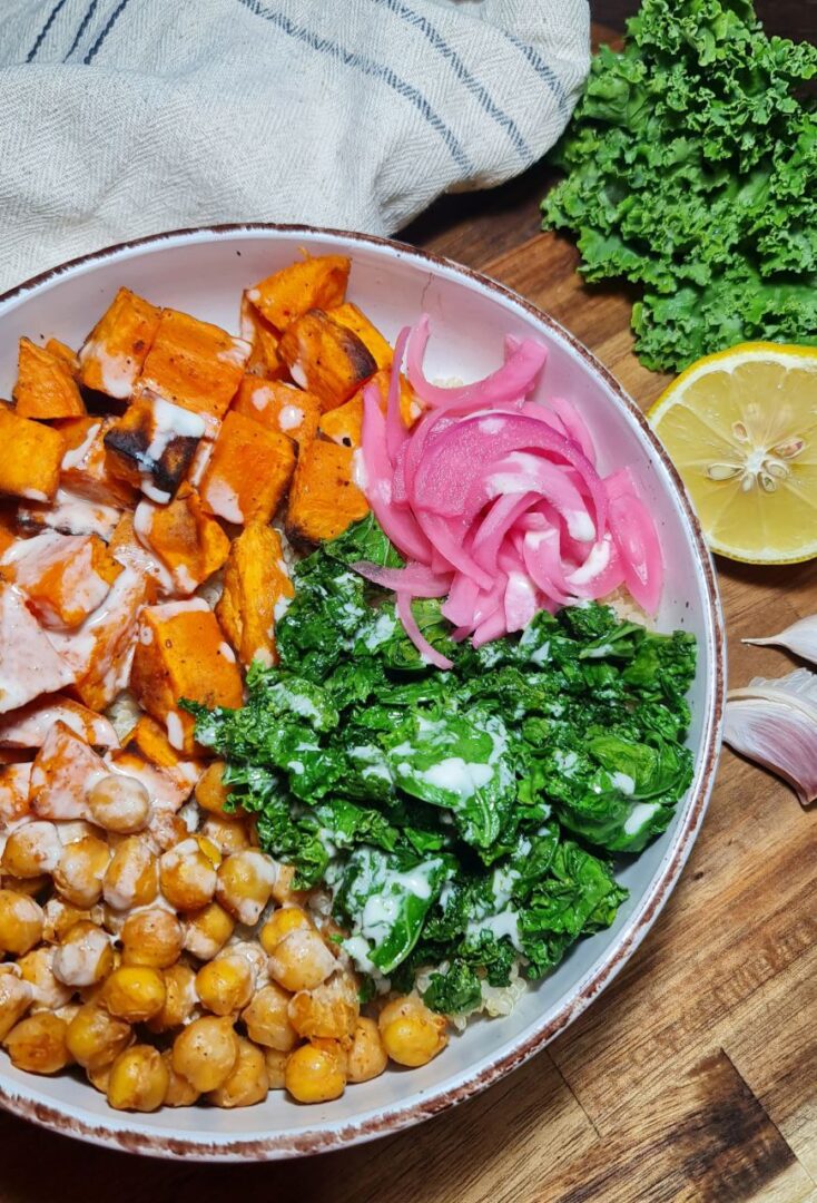 a bowl of food on a table