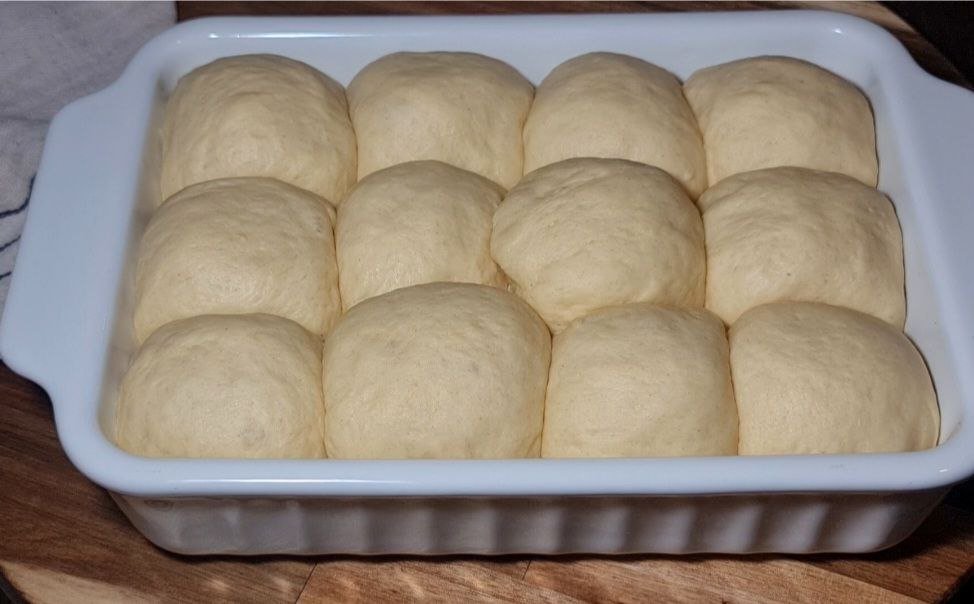 a tray of dough in a pan