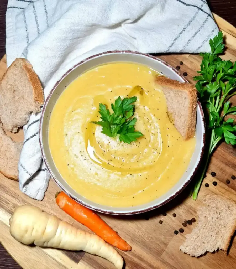 irish vegetable soup bowl top view