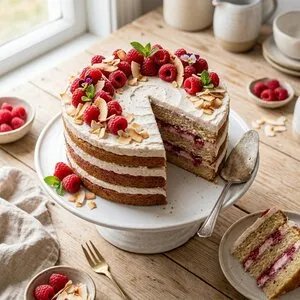 Guilt-Free Cake Raspberries Coconut