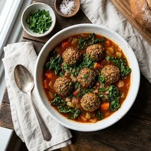Vegan Lentil Meatball Soup